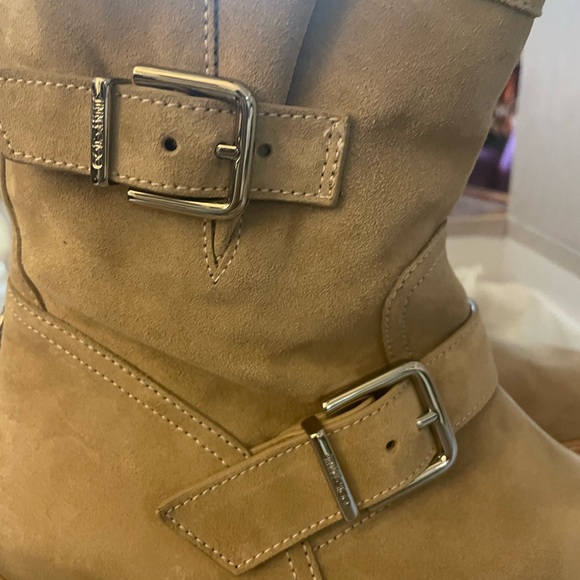 18- JIMMY CHOO Suede Stucco/Natural Boot - Picture 9 of 14